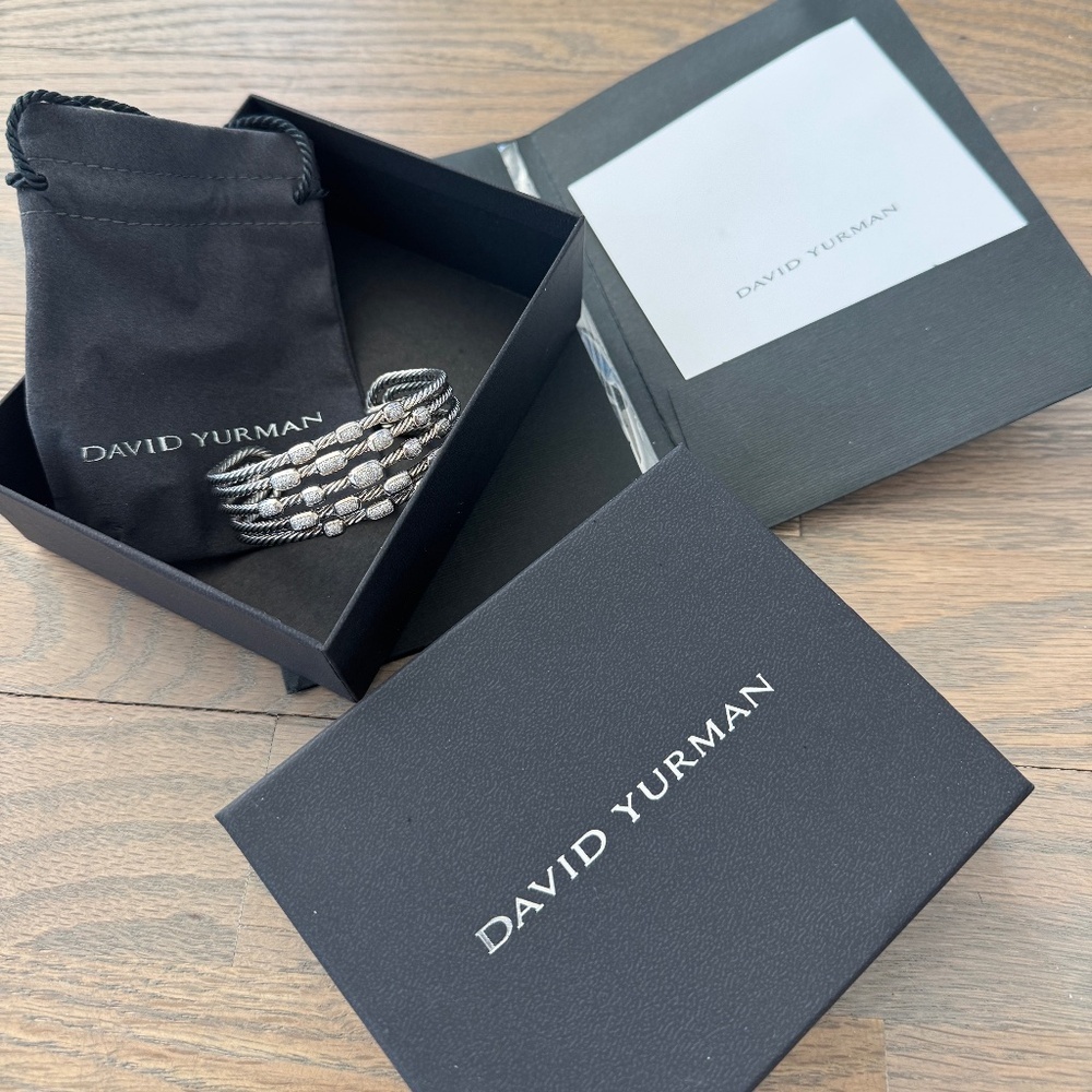 AUTHENTIC David Yurman Confetti wide cuff bracelet w/diamonds